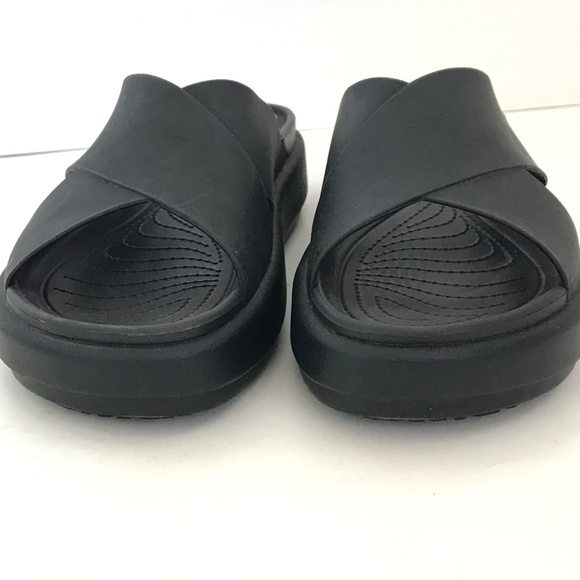 Crocs Brooklyn Luxe Cross Strap Sandals Black Women’s Size 8 - Picture 8 of 16
